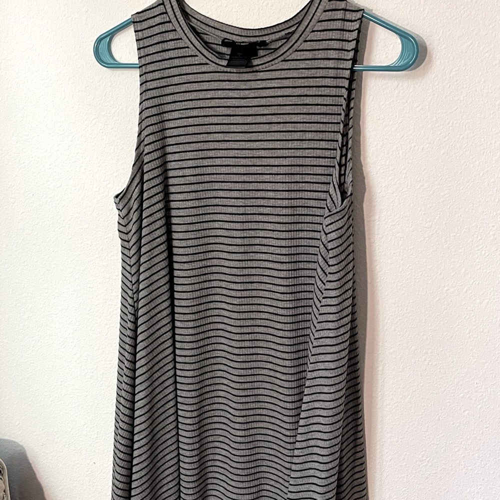 black grey stripe striped float dress size small